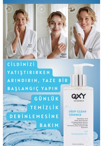 Deep Cleanse Essence - Yüz Temizleme Jeli - Mandelic Acid + Aloe Vera + Provitamin B5 + Allantoin + Papatya ve Ginseng Özü - 200 ml