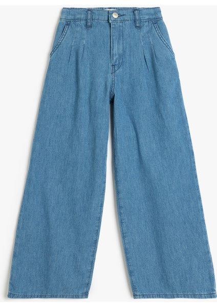 Yeni Sezon Geniş Paça Kot Pantolon Cepli Pamuklu - Wide Leg Jean