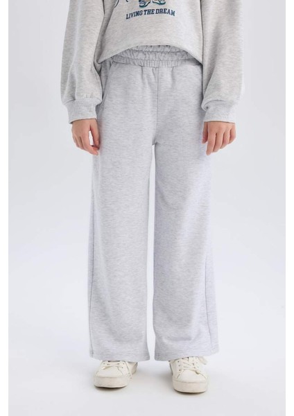 Yeni Sezon Kız Çocuk Wide Leg Geniş Paça Cepli Eşofman Altı