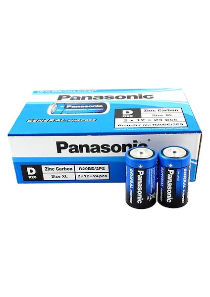 Panasonic Çinko Karbon Büyük Boy Pil D Pil (24 Lü Kutu) Uzun Tarihli