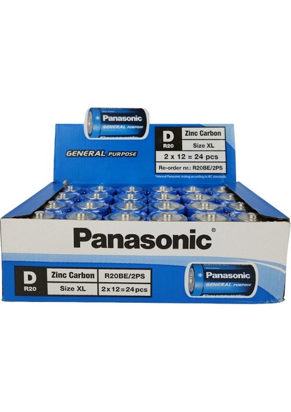 Panasonic Çinko Karbon Büyük Boy Pil D Pil (24 Lü Kutu) Uzun Tarihli modelleri