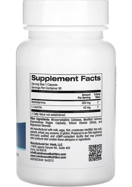 Benfotiamine 300 mg 30 Kapsül fiyatları