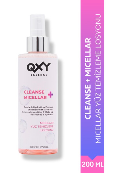 Cleanse + Micellar - Misel Su - Aloe Vera Içerikli Yüz & Makyaj Temizleme Losyonu -Durulama Gerektirmez -Sprey Formunda - 200ML