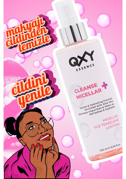 Cleanse + Micellar - Misel Su - Aloe Vera Içerikli Yüz & Makyaj Temizleme Losyonu -Durulama Gerektirmez -Sprey Formunda - 200ML