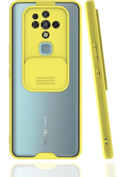 Tecno Camon 16 Kılıf Platin Kamera Koruma Silikon - Sarı Yktsn
