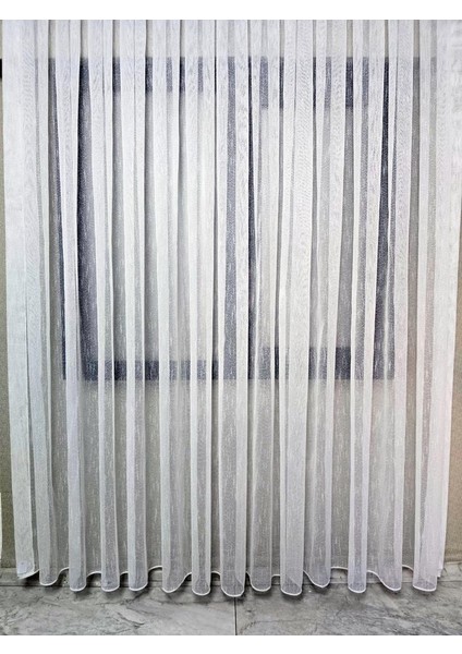 Nokta Çizgi Desenli Şık Tül Perde Ekru 1 E 3 Pileli ET5003SANTUK