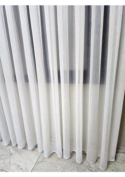 Çizgili Şeffaf Simli Şık Tül Perde Ekru 1 E 2,5 Pileli ET4020SIMLI fırsatları