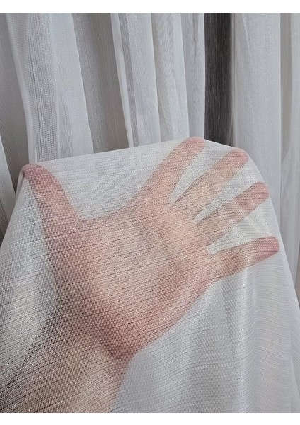 Vakkorama Simli Kumaşlı Kalın Tül Perde Ekru 1 E 3 Pileli ET4030SIMLI