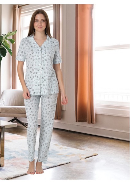 Dvina Effortt Lohusa Pijama Takımı Mavi - 8066