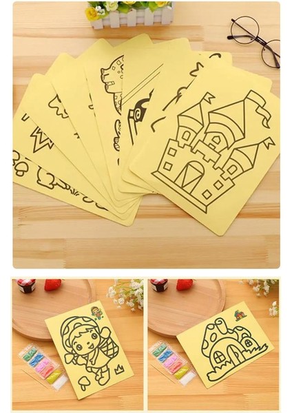 Kum Boyama Seti 1 Adet 20X30 cm A4 Boyutunda Büyük Boy Kum Boyama Çalışması Tuz Boyama Etkinlik