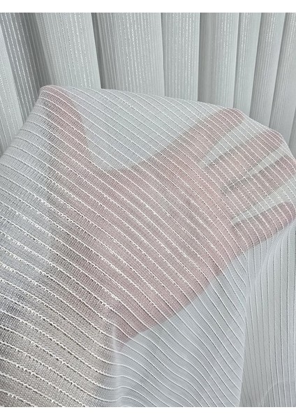 Çizgili Gold Simli Tül Perde Ekru 1 E 3 Pileli ET4020GOLD