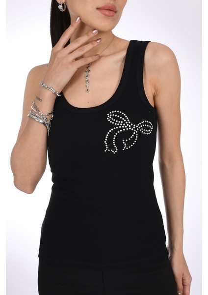 Siyah Taş Detaylı Askılı Kadın Bluz - Göz Alıcı Şıklık - Pia Velle fırsatları