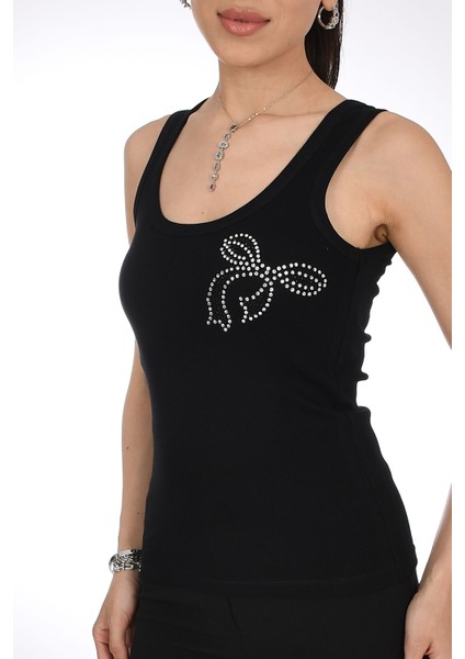 Siyah Taş Detaylı Askılı Kadın Bluz - Göz Alıcı Şıklık - Pia Velle indirimleri