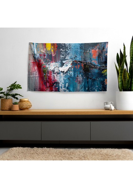 Cesur Fırça Darbeleri Soyut Duvar Örtüsü - Pamuk Sırt, Polyester Ön - Canlı Renkler - fiyatları
