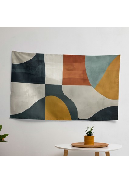 Organik Soyut Sanat Duvar Örtüsü - Pamuk Sırt, Polyester Ön - Canlı Renkler - Süblimasyon