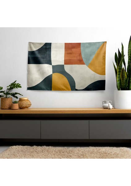 Organik Soyut Sanat Duvar Örtüsü - Pamuk Sırt, Polyester Ön - Canlı Renkler - Süblimasyon fiyatları