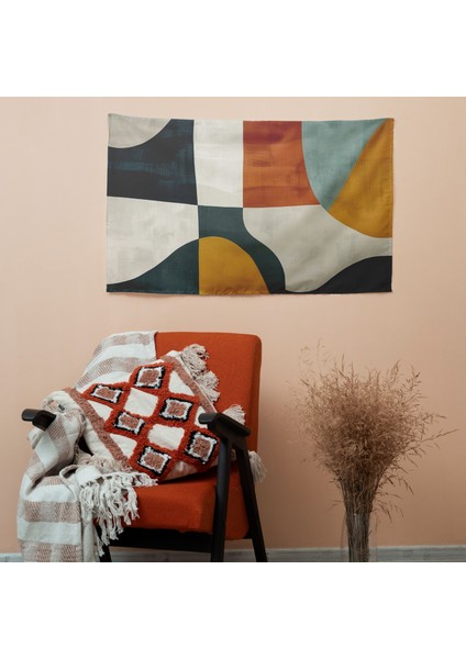 Organik Soyut Sanat Duvar Örtüsü - Pamuk Sırt, Polyester Ön - Canlı Renkler - Süblimasyon modelleri