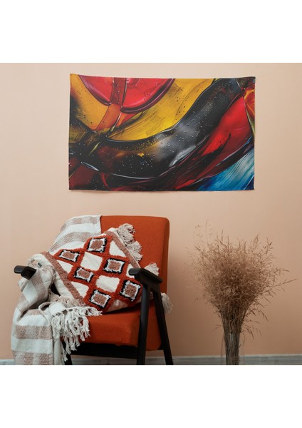 Kalın Fırça Darbeleriyle Soyut Sanat Duvar Örtüsü | Pamuk Sırt | Sertifikalı | Canlı fiyatları