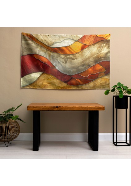 Soyut Organik Şekiller Duvar Örtüsü - Pamuk ve Polyester Kumaş, Canlı Renkler, Yatak modelleri