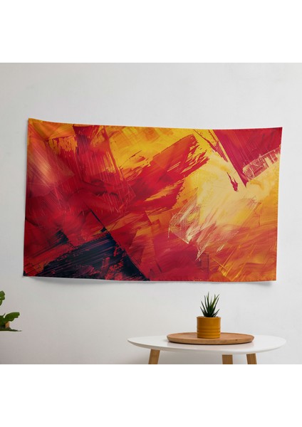 Cesur Fırça Darbeleri Soyut Sanat Duvar Örtüsü - Pamuk Sırt, Polyester Ön, Ranforce Kumaş