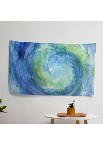 Dönen Suluboya Soyut Sanat Duvar Örtüsü - Canlı Renkler, Pamuk Sırt, Hafif Kumaş - Modern