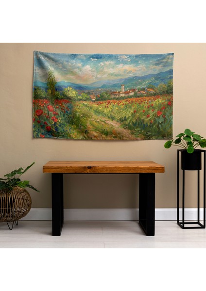 Modern Fransız Kırsal Duvar Örtüsü - Canlı Süblimasyon Baskı, Pamuk Sırtlı, Polyester Ön modelleri