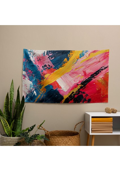 Cesur Fırça Darbeleri Soyut Sanat Duvar Örtüsü - Pamuk Sırt, Polyester Ön, Ranforce Kumaş modelleri