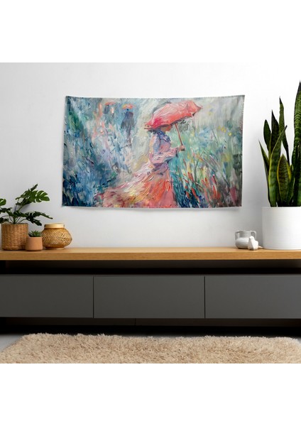 Empresyonist Duvar Sanatı Kadın ve Şemsiye Örtü - Pamuk ve Polyester Kumaş - Canlı fiyatları