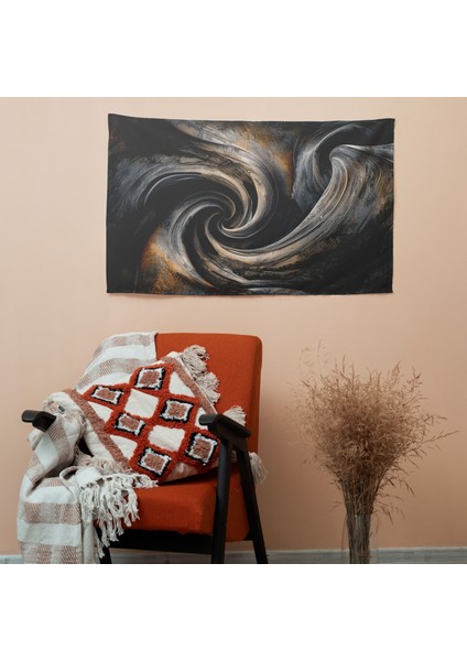 Dönen Soyut Sanat Duvar Örtüsü - Pamuk Sırt, Süblimasyon Baskı, Canlı Renkler - Yatak