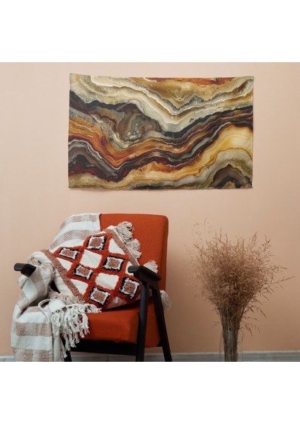 Organik Çizgiler Soyut Sanat Duvar Örtüsü - %100 Pamuk Sırt, Polyester Ön - Canlı Renkler,