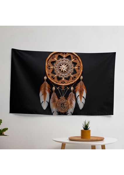Aborijin Dreamcatcher Toprak Tonları Duvar Örtüsü - Yatak Odası, Oturma Odası ve Yurt Dekoru