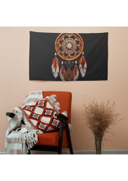 Aborijin Dreamcatcher Toprak Tonları Duvar Örtüsü - Yatak Odası, Oturma Odası ve Yurt Dekoru