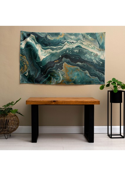 Organik Şekiller Soyut Duvar Örtüsü | Pamuk Arkası Polyester Ön | Sertifikalı | Canlı modelleri