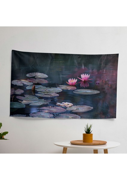 Empresyonist Lily Pond Duvar Örtüsü - Pamuk Sırt, Polyester Ön, Ranforce Kumaş - Canlı