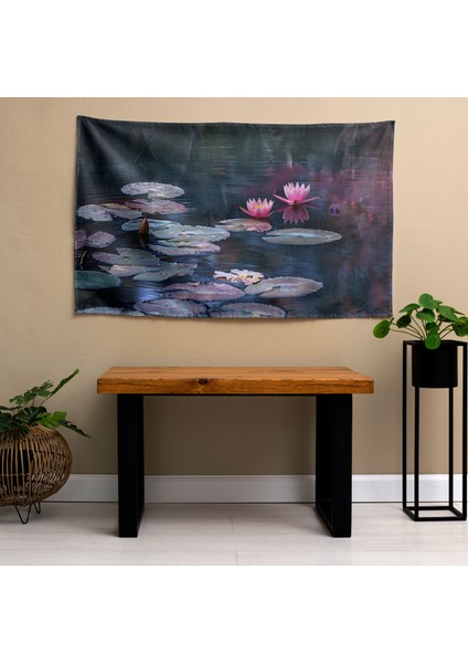 Empresyonist Lily Pond Duvar Örtüsü - Pamuk Sırt, Polyester Ön, Ranforce Kumaş - Canlı