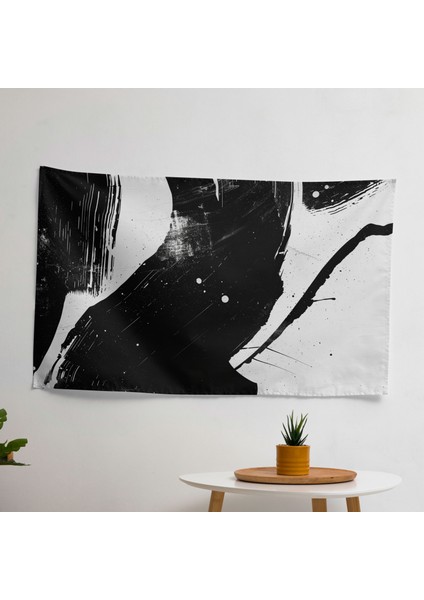 Minimalist Soyut Duvar Sanatı Duvar Örtüsü - Canlı Renkler, Ranforce Kumaş, Hafif - Yatak