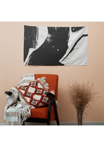 Minimalist Soyut Duvar Sanatı Duvar Örtüsü - Canlı Renkler, Ranforce Kumaş, Hafif - Yatak