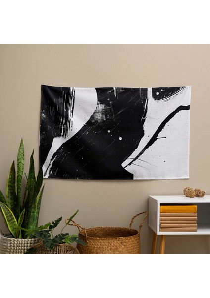 Minimalist Soyut Duvar Sanatı Duvar Örtüsü - Canlı Renkler, Ranforce Kumaş, Hafif - Yatak