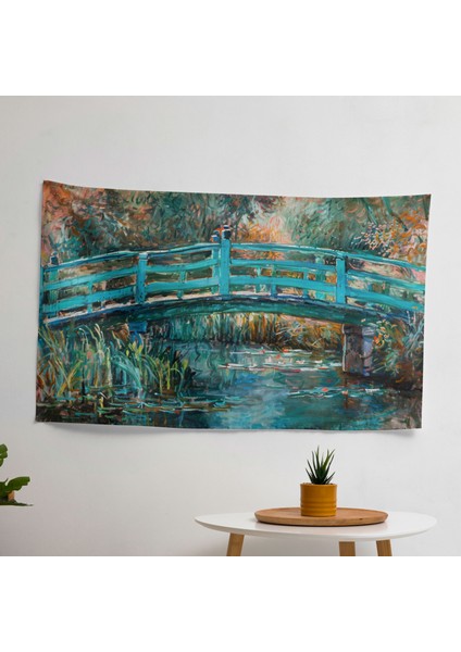 Japon Yaya Köprüsü Duvar Sanatı Örtü - Süblimasyon Baskılı Canlı Ranforce Kumaş - Yatak Odası,