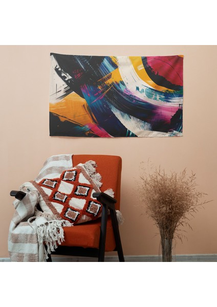 Soyut Fırça Darbeleri Duvar Örtüsü - Pamuk Sırt, Polyester Ön - Canlı Renkler, Süblimasyon fiyatları