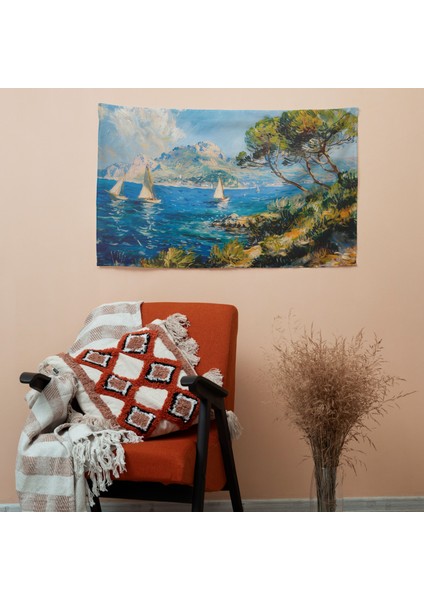 Claude Monet Modern Duvar Örtüsünden Esinlendi | Canlı Süblimasyon Baskı | Pamuk Sırt