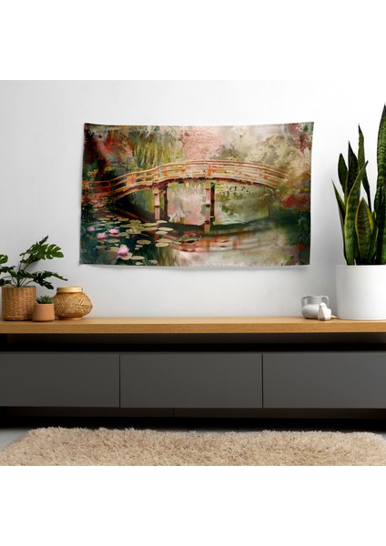 Japon Köprüsü Duvar Sanatı Örtü - Süblimasyon Baskılı Canlı Ranforce Kumaş - Yatak Odası, modelleri