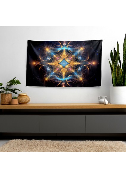 Burç Göksel Mandala Duvar Örtüsü - Pamuk Sırt ve Polyester Ön - Canlı Renkler, Hafif fiyatları