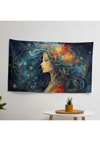 Rüya Gibi Burç Sanat Eseri Duvar Örtüsü - Canlı Süblimasyon Baskı, Pamuk Sırt, Yatak