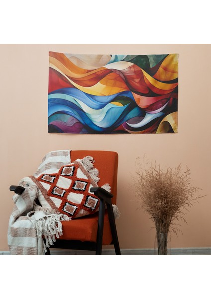 Organik Soyut Duvar Sanatı Duvar Örtüsü - Pamuk Arka, Polyester Ön - Canlı Renkler - fiyatları