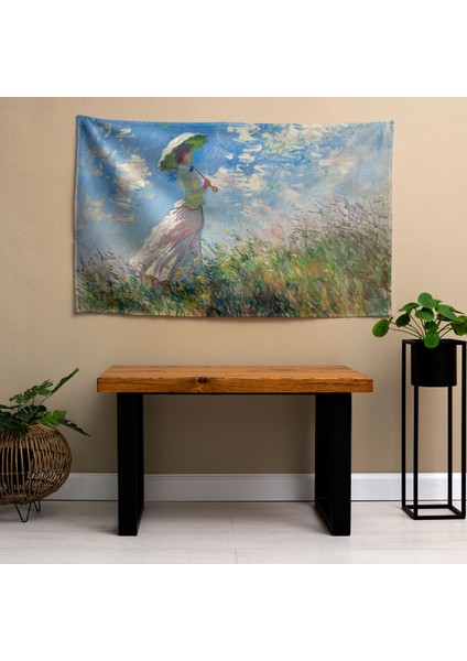 Empresyonist Claude Monet Şemsiye Duvar Örtüli Kadın | Ranforce Kumaş | Canlı Süblimasyon fiyatları