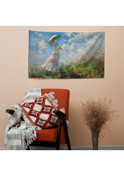 Empresyonist Claude Monet Şemsiye Duvar Örtüli Kadın | Ranforce Kumaş | Canlı Süblimasyon modelleri