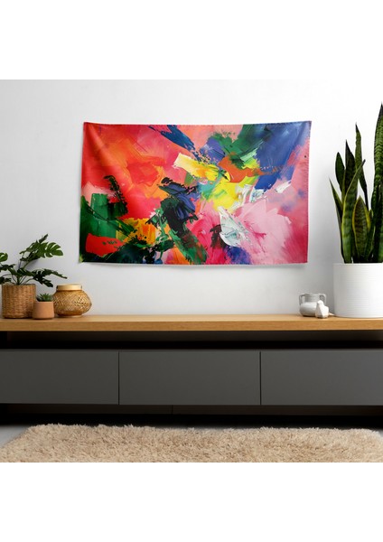 Etkileyici Fırça Darbeleri Duvar Örtüsü - Canlı Süblimasyon Baskı, Pamuk Sırt ve Polyester fiyatları