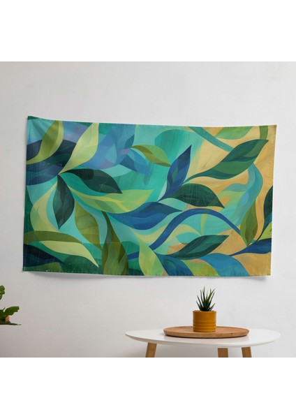 Organik Akan Çizgiler Duvar Örtüsü - Pamuk Arka, Polyester Ön - Canlı Renkler