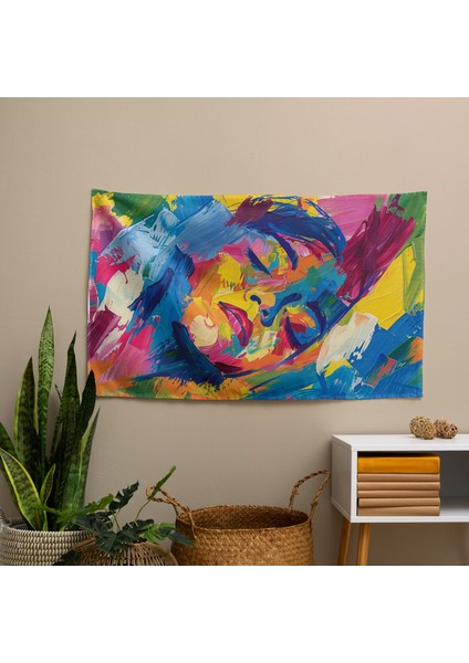 Modern Sanattan Esinlenen Duvar Örtüsü - Etkileyici Fırça Darbeleri Tasarımı, Pamuk Sırt, fiyatları